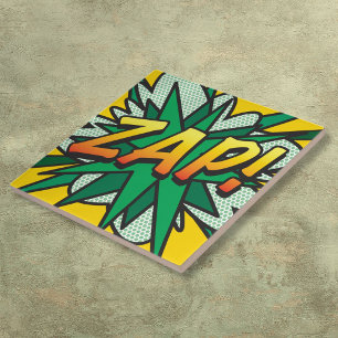 Azulejo De Cerâmica Arte Pop de Quadrinhos Retrô Divertido ZAP