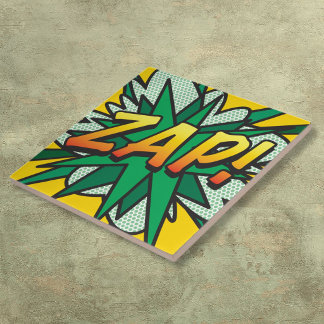 Azulejo De Cerâmica Arte Pop de Quadrinhos Retrô Divertido ZAP