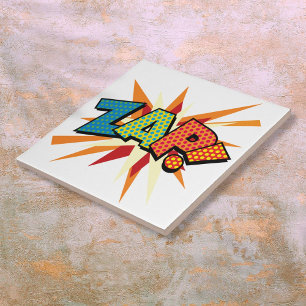 Azulejo De Cerâmica Arte Pop de Quadrinhos Retrô Divertido ZAP