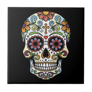 Azulejo De Cerâmica Arte Pop Dia de los Muertos Crânio de Açúcar Cômic