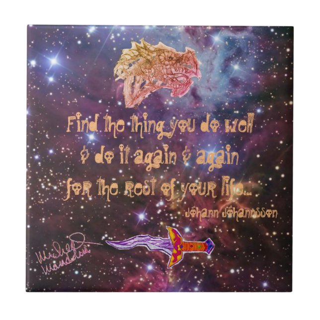 Azulejo De Cerâmica Arte por Micheal Inspirational Dragon Cerâmica Azu (Frente)