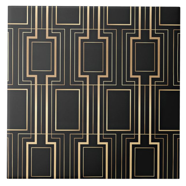 Azulejo De Cerâmica Arte preto e dourado (Frente)