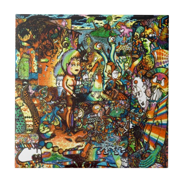 Azulejo De Cerâmica Arte psicadélico dobrada E (Frente)