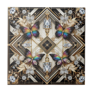 Azulejo De Cerâmica Arte Retro Art Déco Nouveau Arco-íris Borboleta