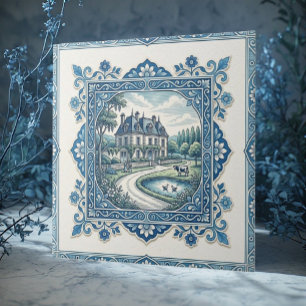 Azulejo De Cerâmica Arte Rústico Francês Toile De Jouy Vintage Envelhe