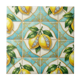 Azulejo De Cerâmica Arte sem Costura Art Déco Limões e Diamantes