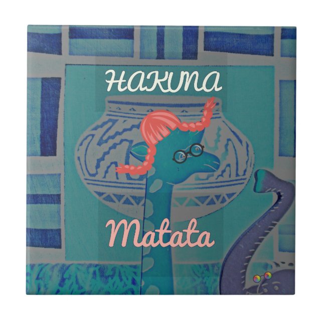 Azulejo De Cerâmica Arte sobre Girafa Reproduzida: Uma Delícia African (Frente)