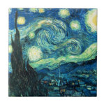 Azulejo De Cerâmica Arte Starry Night<br><div class="desc">Starry Night é popular arte de vintagem de Vincent van Gogh. Estilo pós-impressionista,  pintado em 1889 enquanto o artista estava no Santo Rémy,  França.</div>