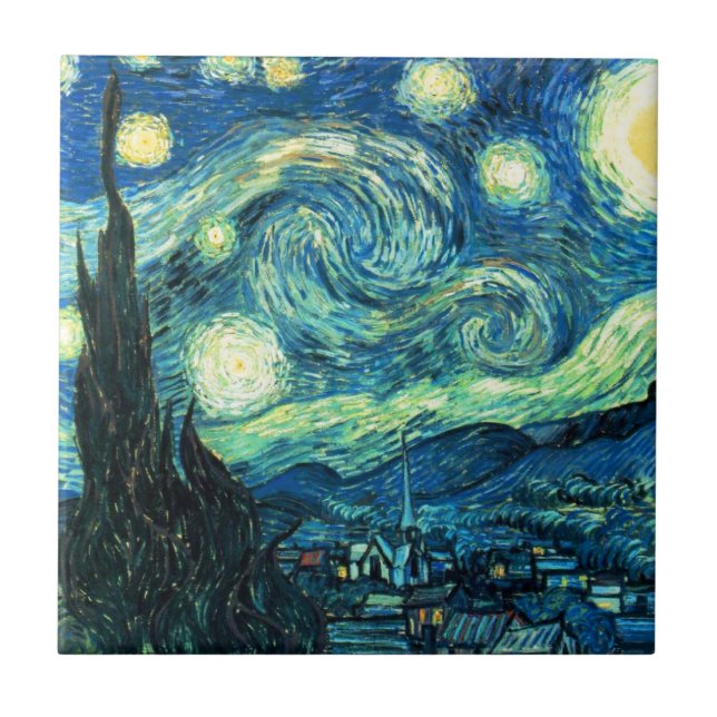 Azulejo De Cerâmica Arte Starry Night (Frente)