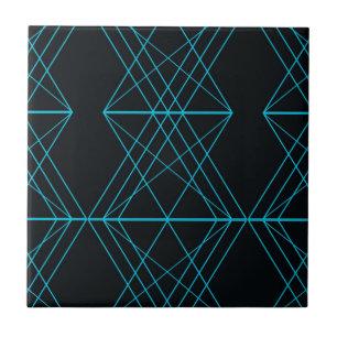 Azulejo De Cerâmica Arte tecnológica moderna, legal, azul neon, tendên