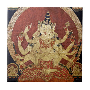 AZULEJO DE CERÂMICA ARTE TIBETANA DE THANGKA