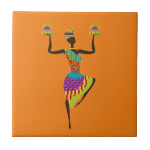 Azulejo De Cerâmica Arte tribal da senhora africana