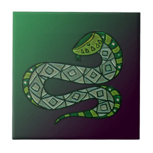 Azulejo De Cerâmica Arte Tribal de Cobra Legal Metalizada