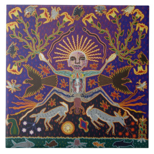 Azulejo De Cerâmica Arte tribal étnica Boho da deusa asteca maia