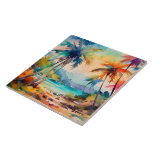 Azulejo De Cerâmica Arte tropical aquarela