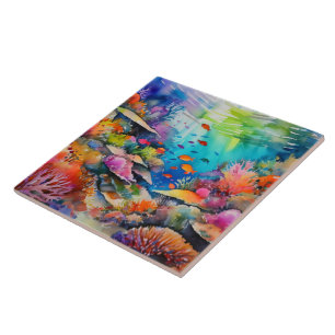 Azulejo De Cerâmica Arte tropical aquarela