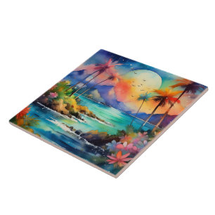 Azulejo De Cerâmica Arte tropical aquarela