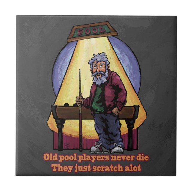 Azulejo De Cerâmica Arte velha do caráter dos jogadores da piscina (Frente)