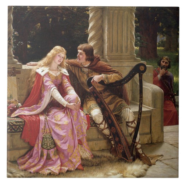Azulejo De Cerâmica Arte venenosa de Tristan e Isolde (Romance Medieva (Frente)