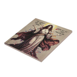 Azulejo De Cerâmica Arte Vintage Citação de Maria Madalena
