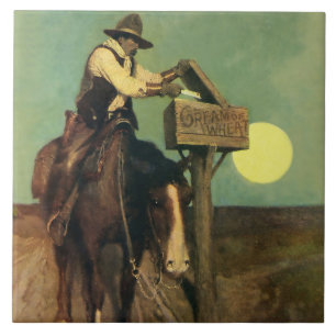Azulejo De Cerâmica Arte Western “Entrega Rural” por NC Wyeth