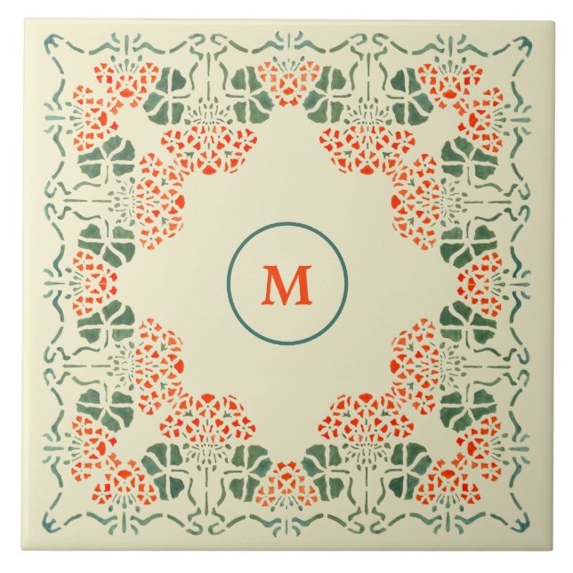 Azulejo De Cerâmica Artes e Artesanatos ou Estêncil Floral (Frente)