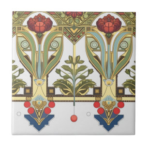 Azulejo De Cerâmica Artes e Ofícios Estilo Craftsman e Mission floral