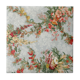 Azulejo De Cerâmica Artes Industriais Florais do século 19 