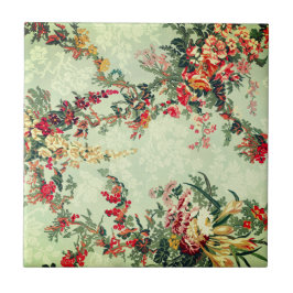 Azulejo De Cerâmica Artes Industriais Florais do século 19  