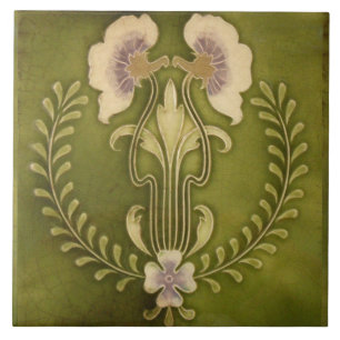 Azulejo De Cerâmica Artesão floral do Majolica de Nouveau Deco da art