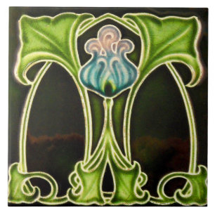 Azulejo De Cerâmica Artesão floral do Majolica de Nouveau Deco da art