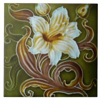 Azulejo De Cerâmica Artesão floral do Majolica de Nouveau Deco da arte