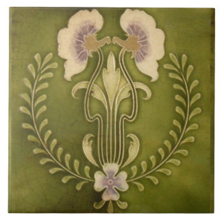 Azulejo De Cerâmica Artesão floral do Majolica de Nouveau Deco da arte