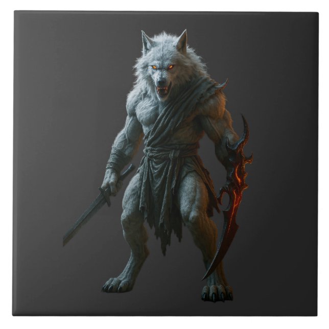 Azulejo De Cerâmica Artic Werewolf (Frente)