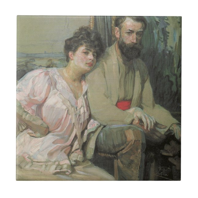 Azulejo De Cerâmica Artista e Esposa (por Frantisek Kupka) (Frente)