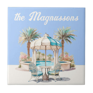 Azulejo De Cerâmica Artsy Coastal Custom House nr Beach cabana azul