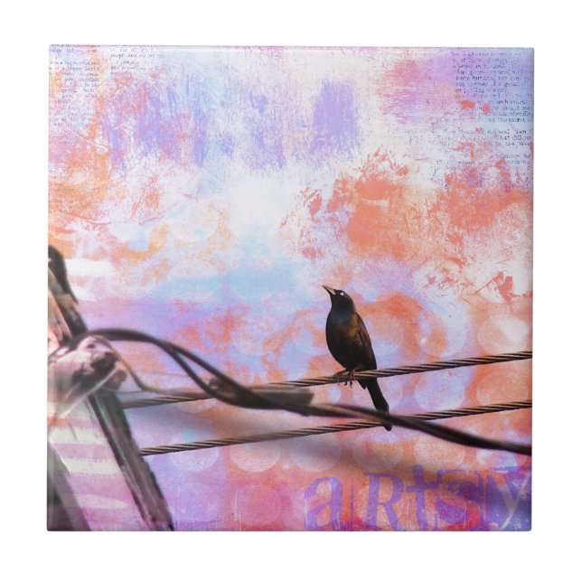 Azulejo De Cerâmica Artsy Grackle (Frente)