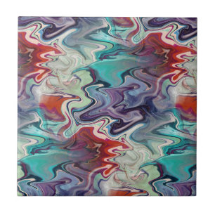 Azulejo De Cerâmica Artsy Wavy Agate Colorida Parece Design abstrato