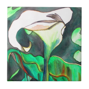 Azulejo De Cerâmica Arum Lily — pintura original de aquarela