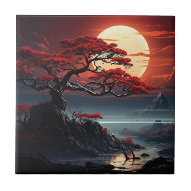 Azulejo De Cerâmica Árvore Bonsai  (Frente)