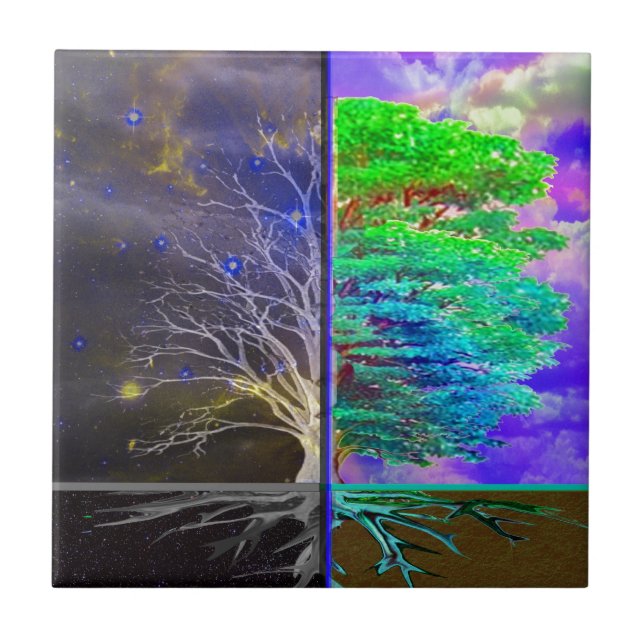 Azulejo De Cerâmica Árvore da conexão da vida (Frente)