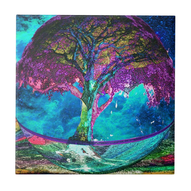 Azulejo De Cerâmica Árvore da meditação da vida (Frente)