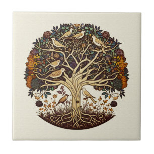 Azulejo De Cerâmica Árvore da vida, aves canoras