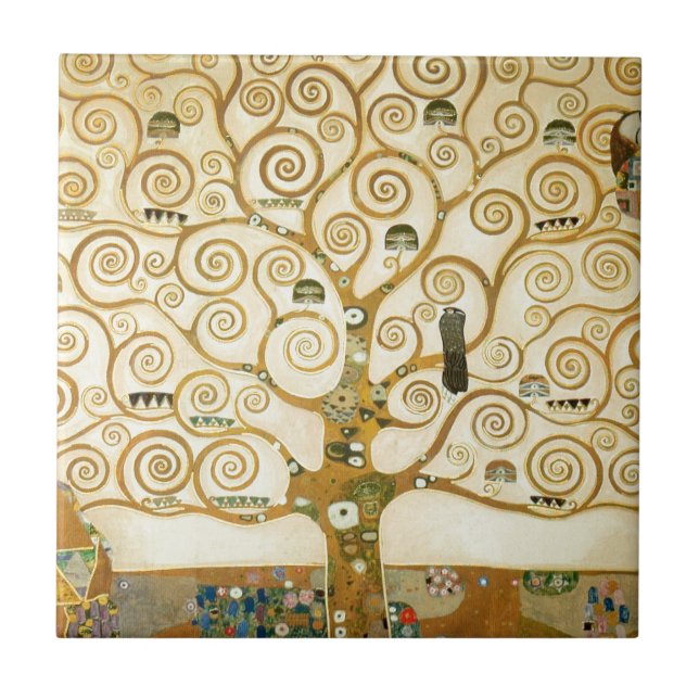 Azulejo De Cerâmica Árvore da Vida de Gustav Klimt (Frente)