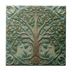 Azulejo De Cerâmica Árvore da vida de William Morris Vintage pré-rafae