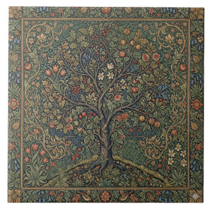 Azulejo De Cerâmica Árvore da vida de William Morris Vintage pré-rafae