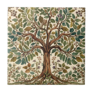 Azulejo De Cerâmica Árvore da Vida de William Morris Vintage Pré-Rafae