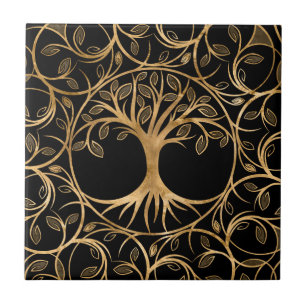 Azulejo De Cerâmica Árvore da vida - Moldura de Yggdrasil Mandala