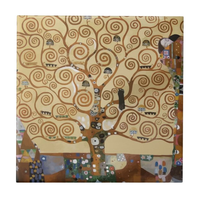 Azulejo De Cerâmica Árvore de Gustavo Klimt de vida (Frente)