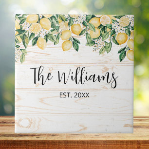 Azulejo De Cerâmica Árvore de Limão Amarelo Monogramada em Madeira Bra